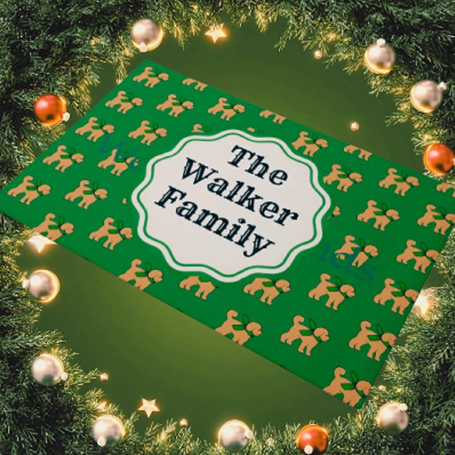 Felpudo Divertido y personalizado Doodle Perro Verde (A Doodle Dog welcome with this personalized door mat!)