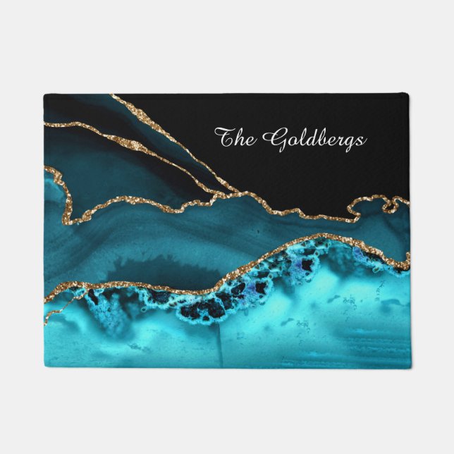 Felpudo DIY Family Name White Script sobre el envejecimien (Anverso)