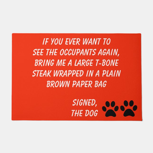 Felpudo Dog Blackmail Naranja quemado Doormat (Anverso)