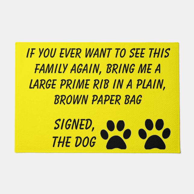 Felpudo Dog Blackmail Yellow Doormat (Anverso)