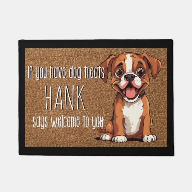 Felpudo Dog Lover Personalizado Boxer Dog Puppy Nombre (Anverso)