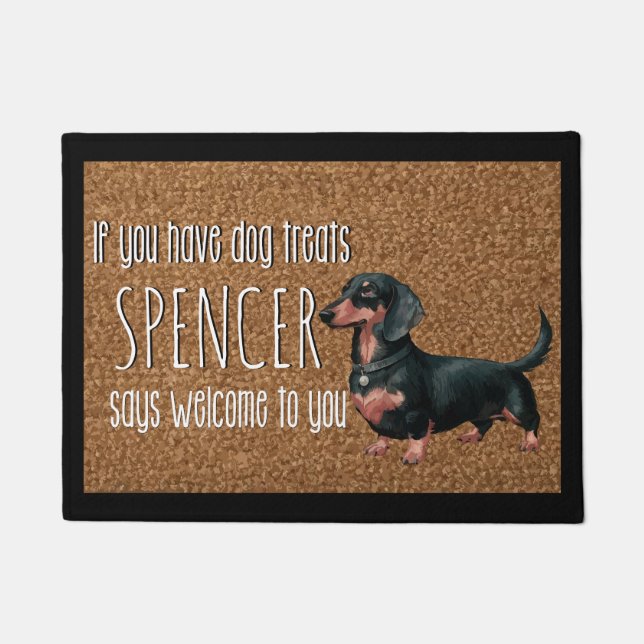 Felpudo Dog Lover Personalizado Dachshund Nombre Doormat (Anverso)