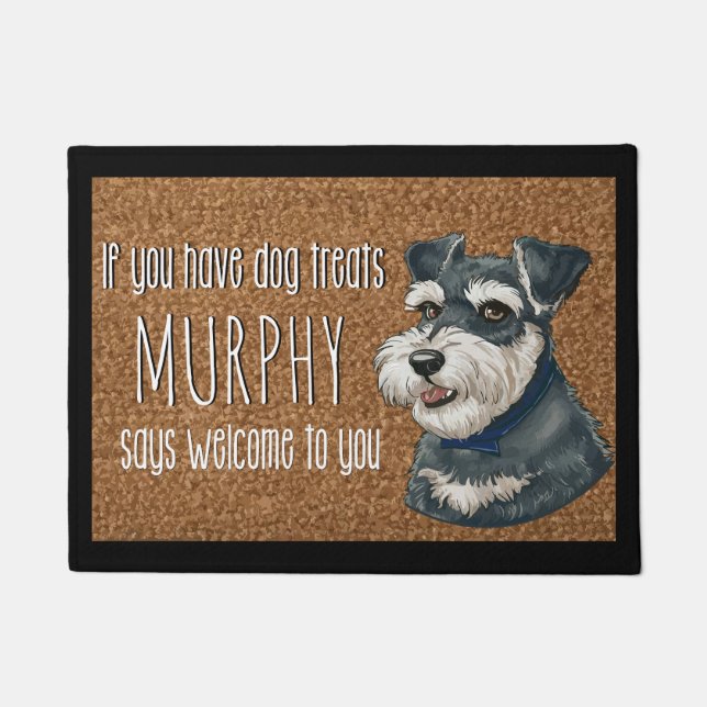 Felpudo Dog Lover Personalizado Schnauzer Name Doormat (Anverso)