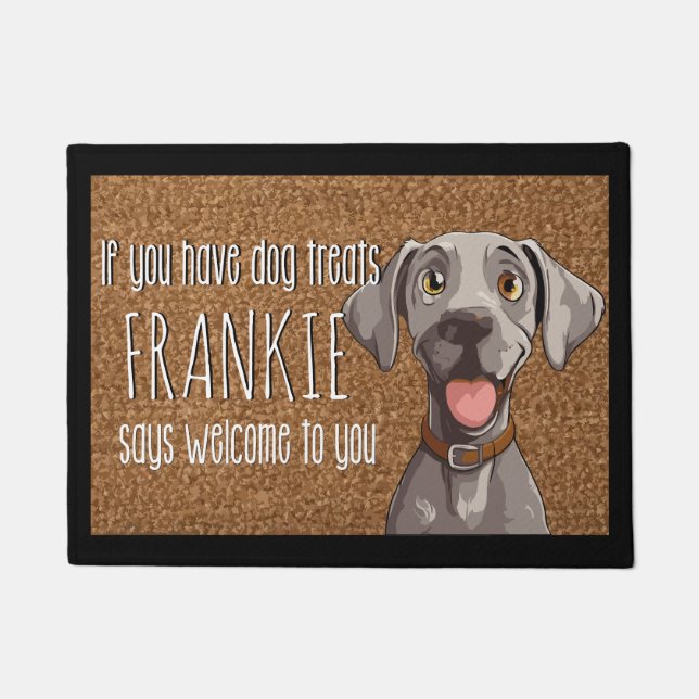 Felpudo Dog Lover Weimaraner Personalizado Nombre Doormat (Anverso)
