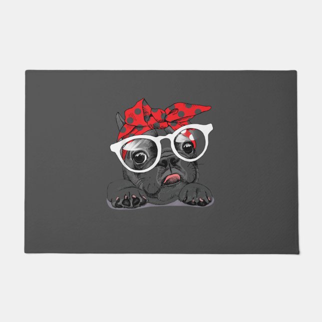 Felpudo Dog Lovers | Retrato De Bulldog Francés En La Cabe (Anverso)