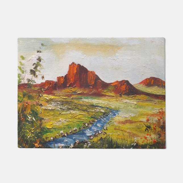 Felpudo Door Mat Ann Hayes pinta Canyan de Rock Rojo (Anverso)