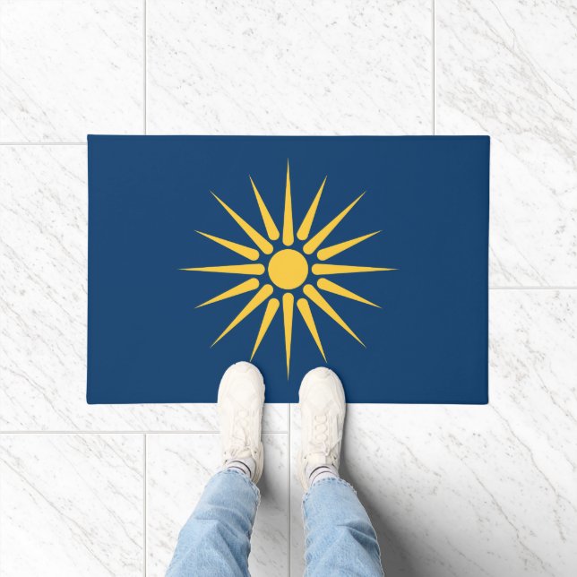 Felpudo Door Mat with Flag of Macedonia, Greece (Interior)