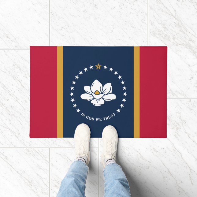 Felpudo Door Mat with Flag of Mississippi State, USA (Interior)