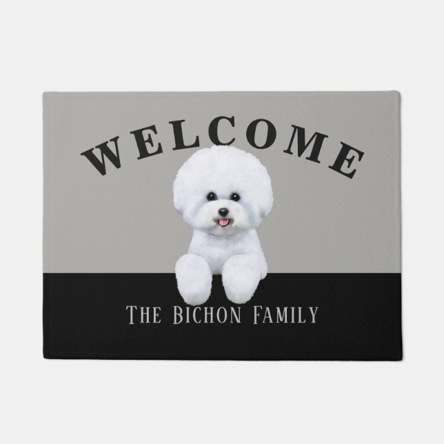 Felpudo Doormat adaptable de Bichon Frise (Anverso)