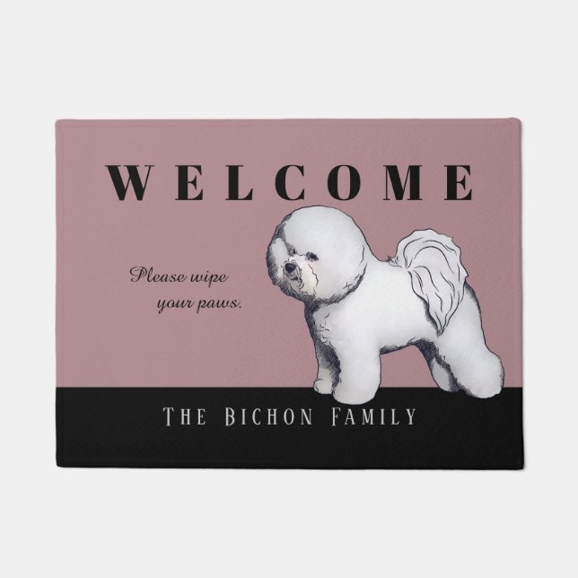 Felpudo Doormat adaptable de Bichon Frise (Anverso)