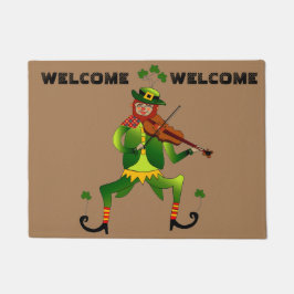 Felpudo Doormat afortunado de la recepción del Leprechaun