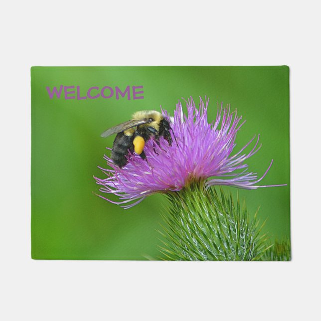 Felpudo Doormat agradable de la abeja y del cardo (Anverso)