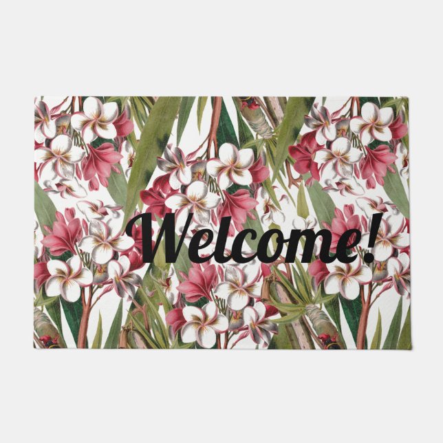 Felpudo Doormat agradable de las flores tropicales del (Anverso)