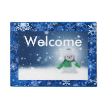 Doormat amistoso feliz del muñeco de nieve