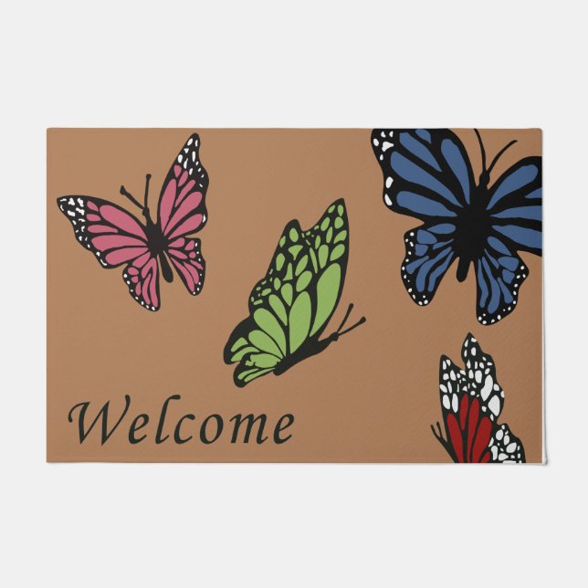 Felpudo Doormat arcoiris de mariposa, regalo para el calen (Anverso)