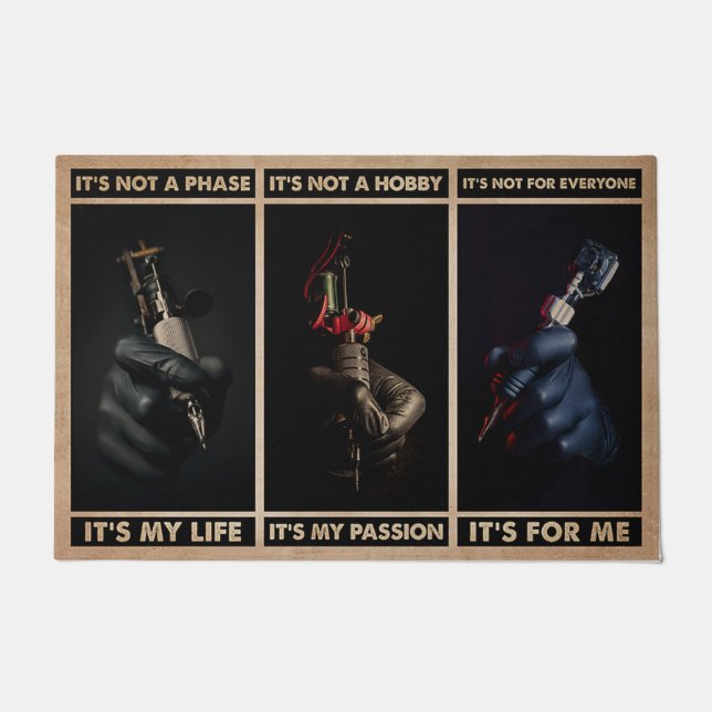 Felpudo Doormat, artista de tatuajes personalizado, creado (Anverso)