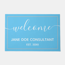 Felpudo Doormat - Azul cielo de bienvenida personalizado +