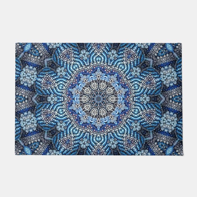 Felpudo Doormat azul de vacaciones decorativas (Anverso)