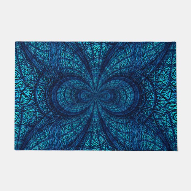 Felpudo Doormat azul Verde azulado decorativo (Anverso)