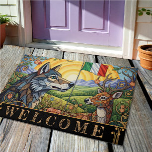 Felpudo Doormat, bandera, lobo y ciervo de Italia arte mod