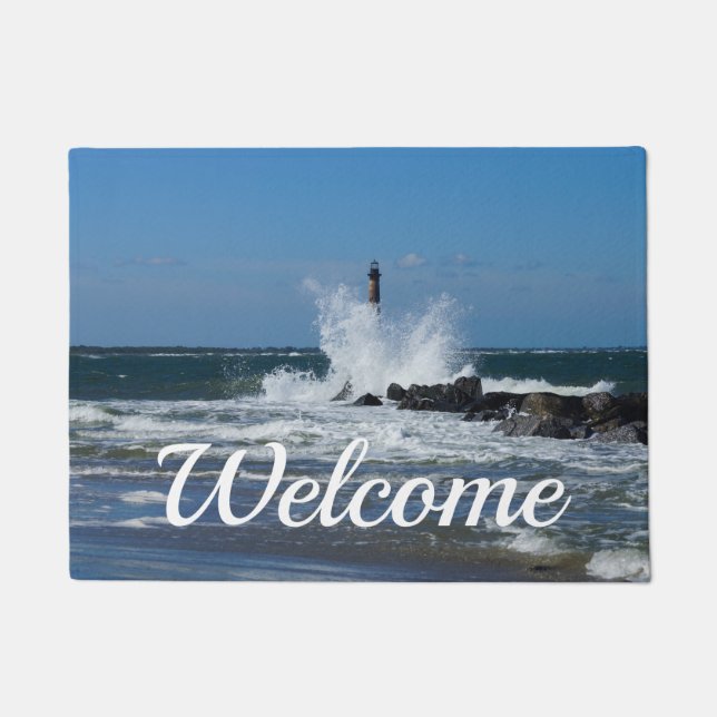 Felpudo Doormat Bienvenida al Faro Morris Splash (Anverso)