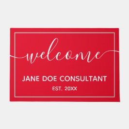 Felpudo Doormat - Bienvenida personalizada Rojo y Blanco