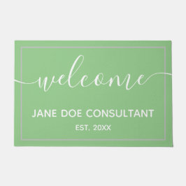 Felpudo Doormat - Bienvenida personalizada Verde y Blanco