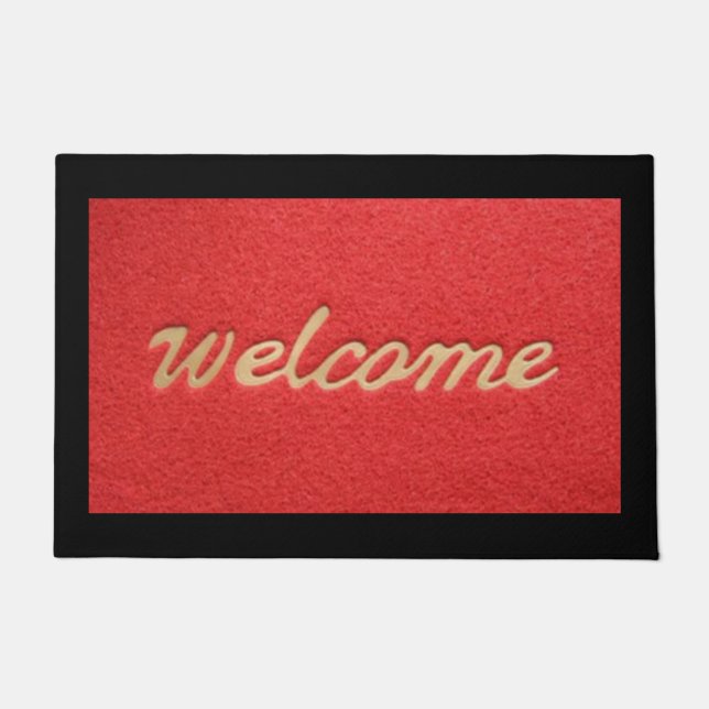 Felpudo Doormat Bienvenida Red Gold Black (Anverso)