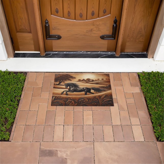 Felpudo Doormat Black Horse Leather (Exterior)