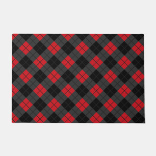 Felpudo Doormat Black Red Buffalo Plaid Check