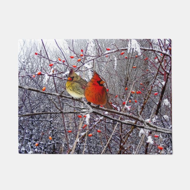 Felpudo Doormat cardinal del navidad (Anverso)