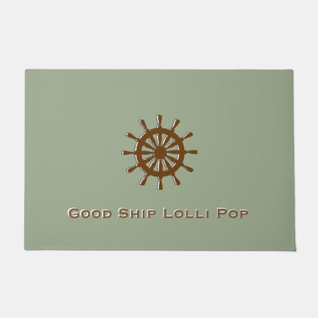 Felpudo Doormat - Casco marrón con nombre (Anverso)