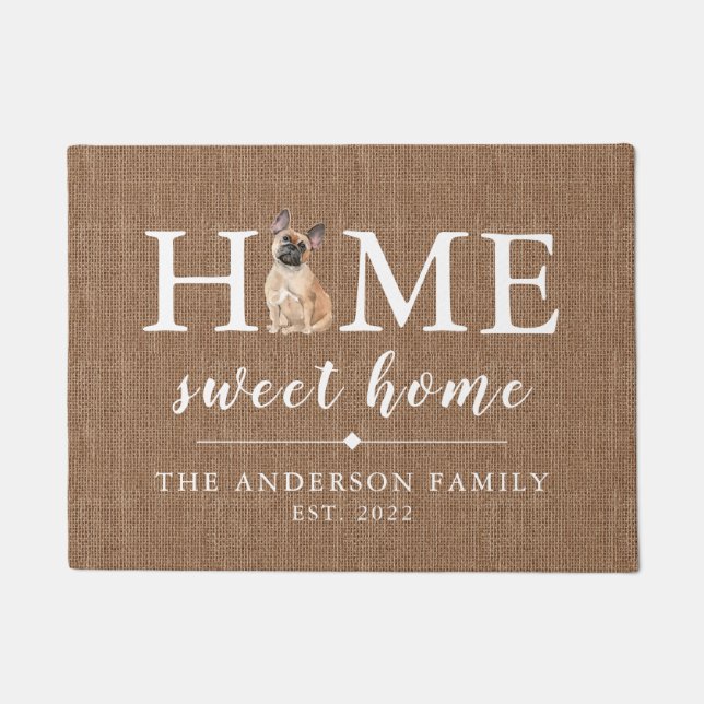 Felpudo Doormat casero de Bulldog francés dulce (Anverso)