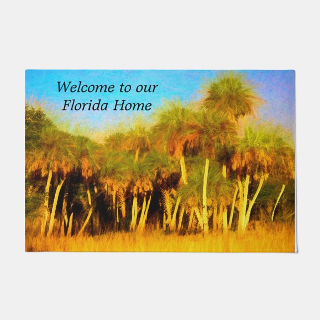 Felpudo Doormat casero de Florida con palmeras (Anverso)