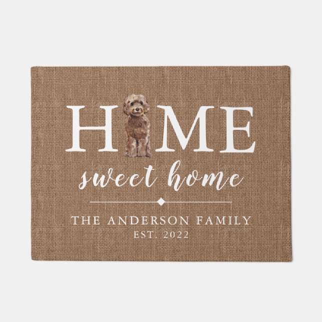 Felpudo Doormat casero dulce marrón de Cockapoo (Anverso)