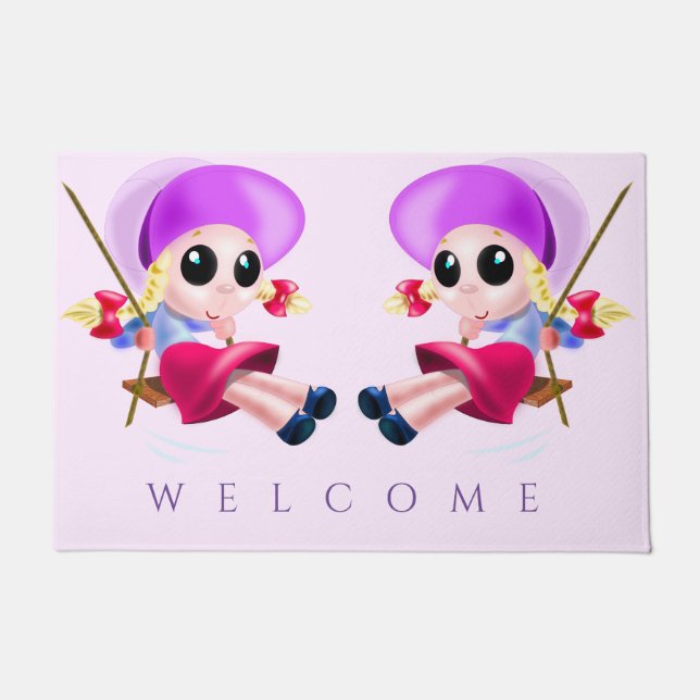 Felpudo Doormat, Chica de swing feliz (Anverso)