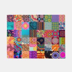 Felpudo Doormat colorido sobre el mosaico de papel de Áfri