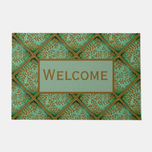 Felpudo Doormat con follaje en verde y bronceado