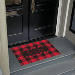 Felpudo Doormat con nombre personalizado rojo y negro de b