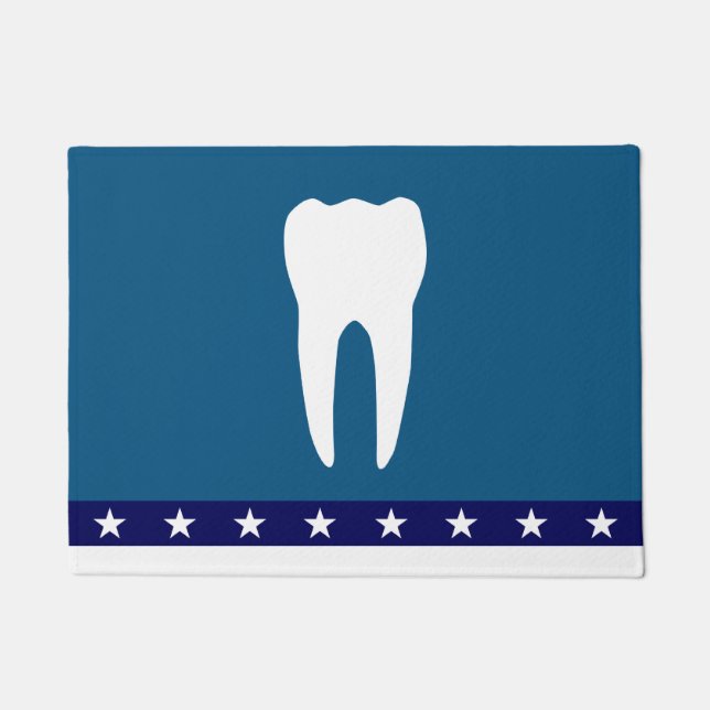 Felpudo Doormat con rayas de estrella de la ciencia dental (Anverso)