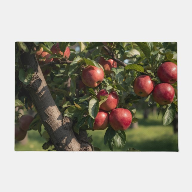 Felpudo Doormat con tema de árbol de manzanas (Anverso)