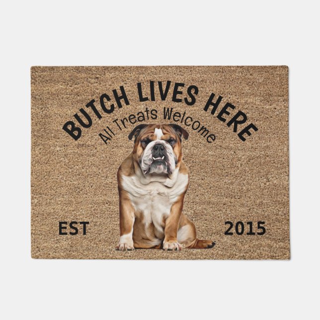 Felpudo Doormat de amante del perro personalizado del Bull (Anverso)