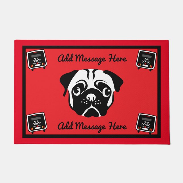 Felpudo Doormat de autoservicio Pug Camping (Anverso)