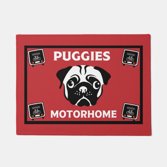 Felpudo Doormat de autoservicio Pug Camping (Anverso)