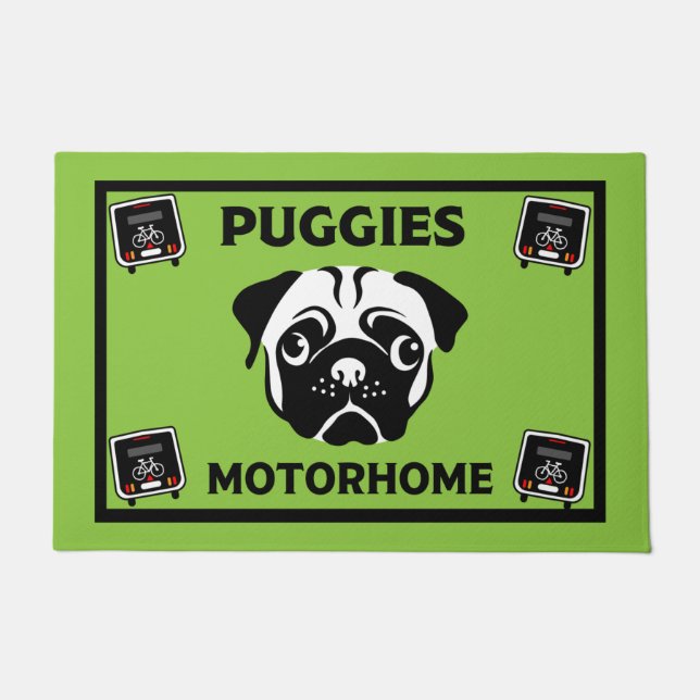 Felpudo Doormat de autoservicio Pug Camping (Anverso)