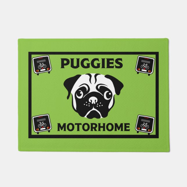 Felpudo Doormat de autoservicio Pug Camping (Anverso)