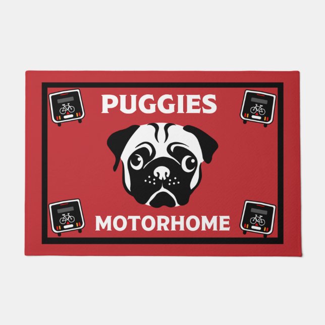 Felpudo Doormat de autoservicio Pug Camping (Anverso)