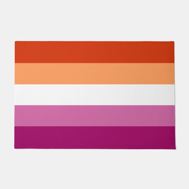 Felpudo Doormat de bandera lesbiana (Anverso)
