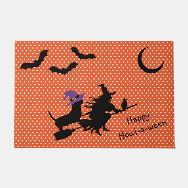 Felpudo Doormat de Basset Hound Halloween (Anverso)