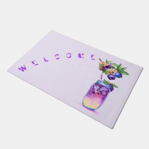 Felpudo Doormat de bebida fresca de arándano azul